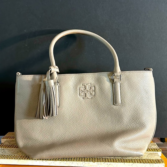 Tory Burch Handbags - Tory Burch Taupe Thea Satchel EUC